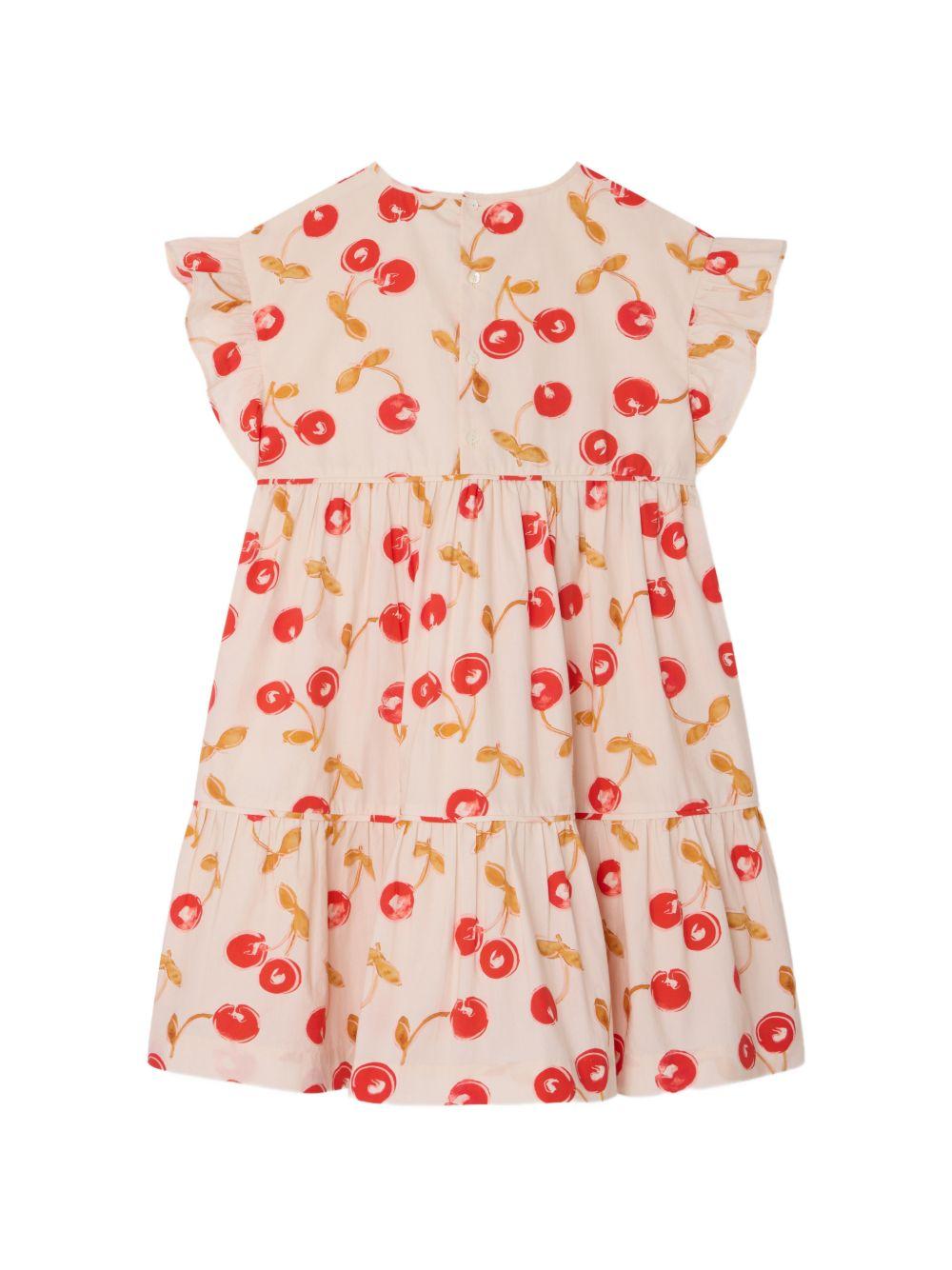 Abito Leontine per bambina Bonpoint beige con stampa Cherry S06GDRW00011 603A BONPOINT KIDS 