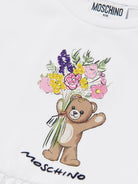 Abito da bambina Moschino Kids bianco con ricamo a fiori HDV0HQLFA06 10101 MOSCHINO KIDS 
