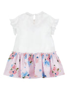 Abito per bambina Monnalisa bianco a fiori con ruches 31G901 7201 9990 MONNALISA KIDS 