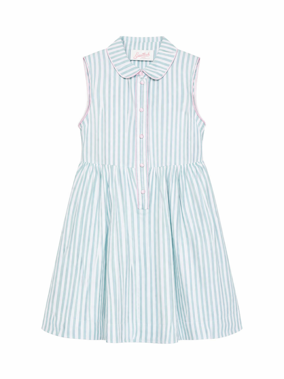 Abito per bambina MC2 Saint Barth Kids bianco e verde con motivo a righe EML0001 01698L MC2 ST. BARTH KIDS 