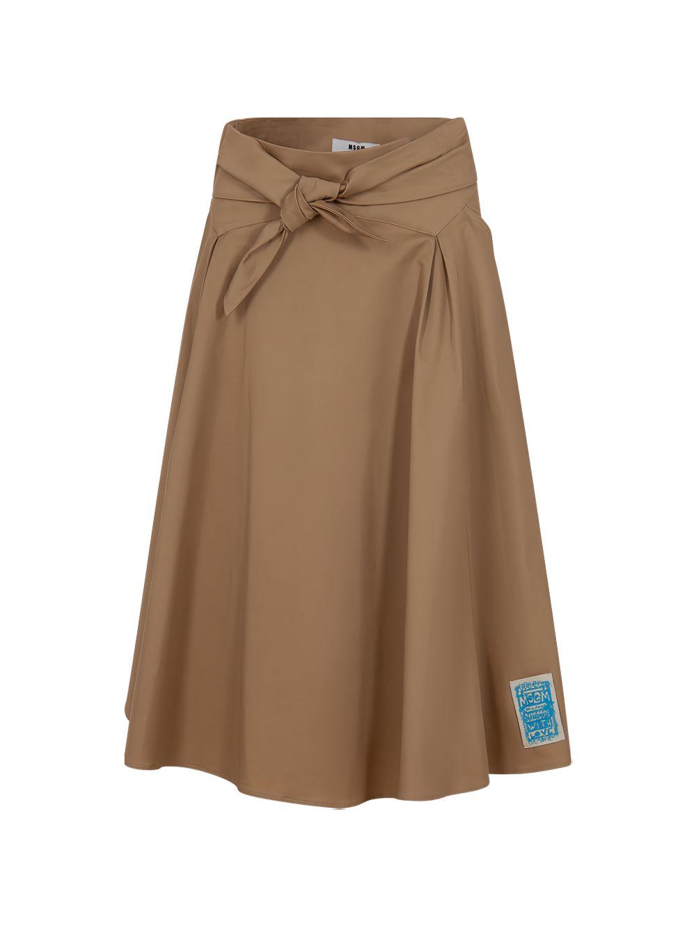 Gonna midi per bambina MSGM Kids beige con dettaglio con nodo S6MSJGSK131 015 MSGM KIDS 