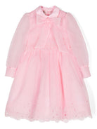 Abito per bambina Elie Saab Junior rosa con fiocco e dettagli in pizzo EFAB040LUTS0983 PINK ElIE SAAB KIDS 