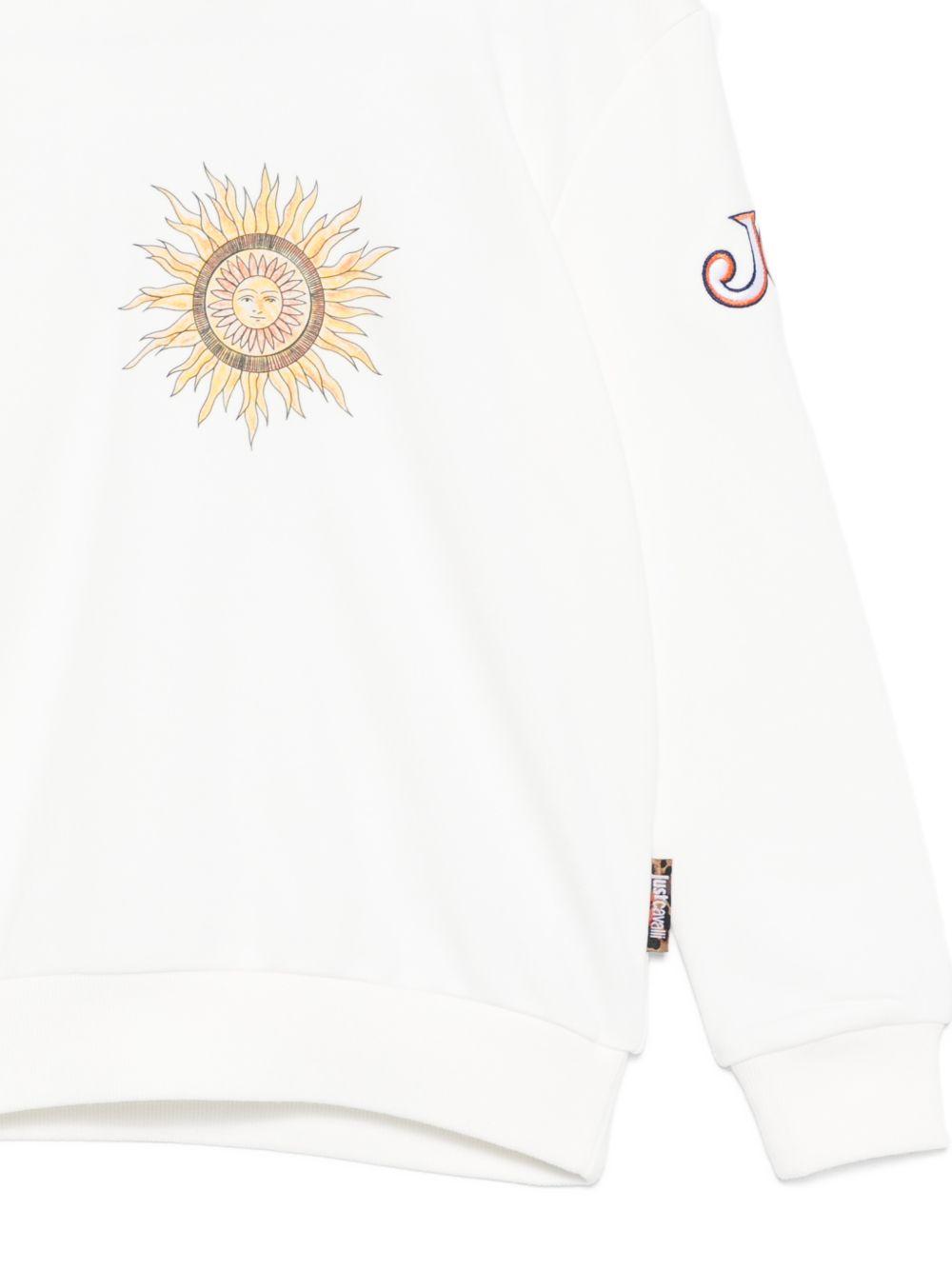 Felpa per bambino Just Cavalli Kids bianca con dettaglio sole JBP26073FE PRISTINE ROBERTO CAVALLI KIDS 