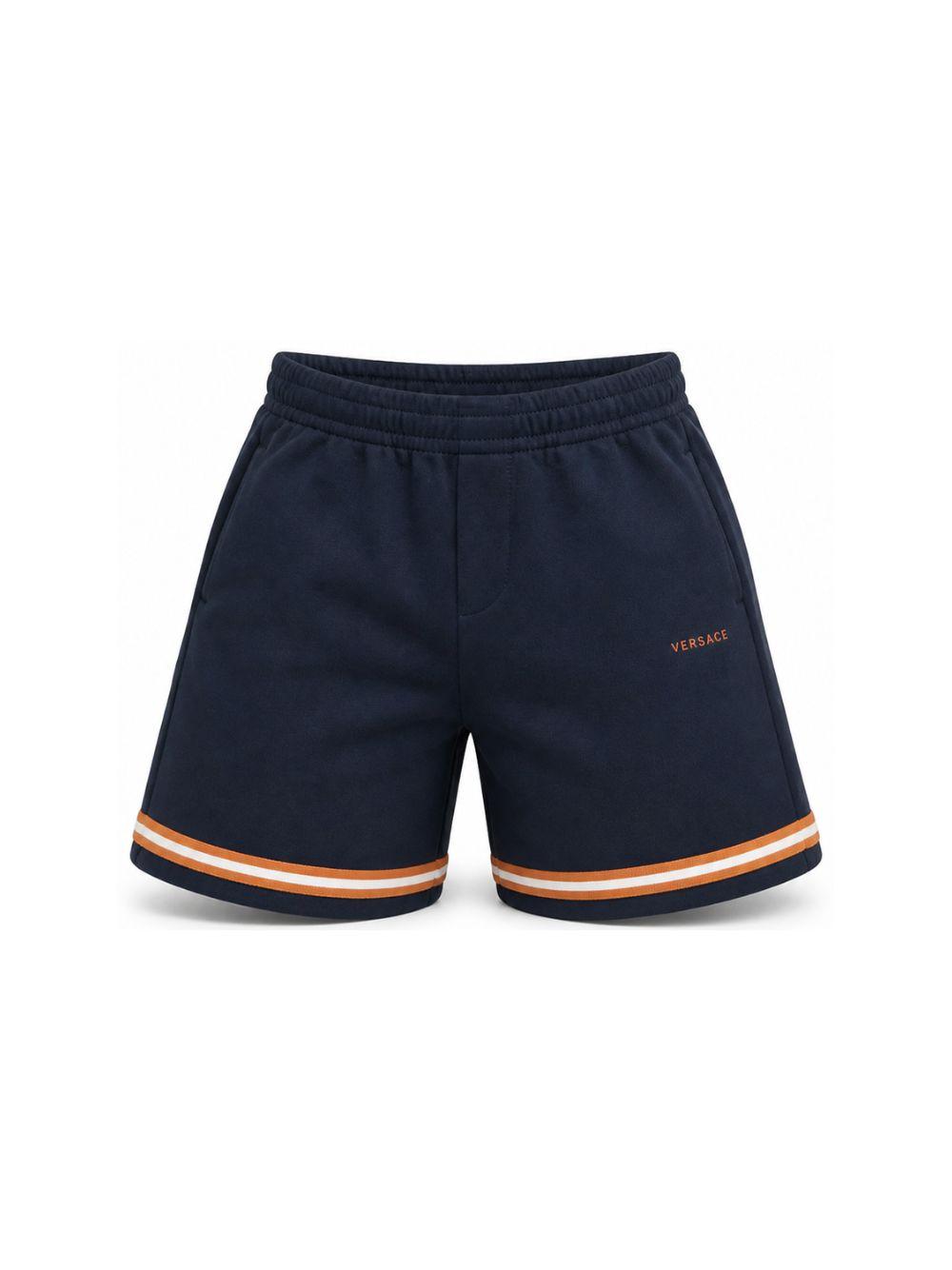 Shorts per bambino Versace Kids blu con logo ricamato 10249331A18117 2U8J0 VERSACE KIDS 