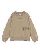 Felpa con logo ricamato per bambino C.P. Company Kids beige con tasca frontale CUF015LCC02 20262 C.P.COMPANY KIDS 