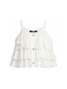 Top per bambina Balmain Kids bianco con balze BY5A52 K0282 101OR BALMAIN KIDS 
