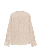 Camicia per bambino Trussardi Junior beige con ricamo logo sul davanti TBP26140CA BROWN INC. TRUSSARDI KIDS 