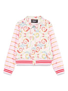 Giubbino per bambina Versace Kids rosa barocco flowers con orlo e polsini a coste 10181761A13000 2PR00 VERSACE KIDS 