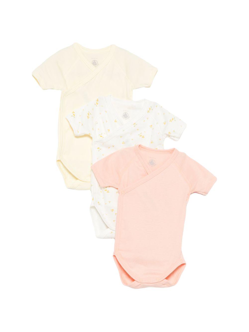 Tre body per neonata Petit Bateau multicolore con scollo a V A0FAK 00 PETIT BATEAU 