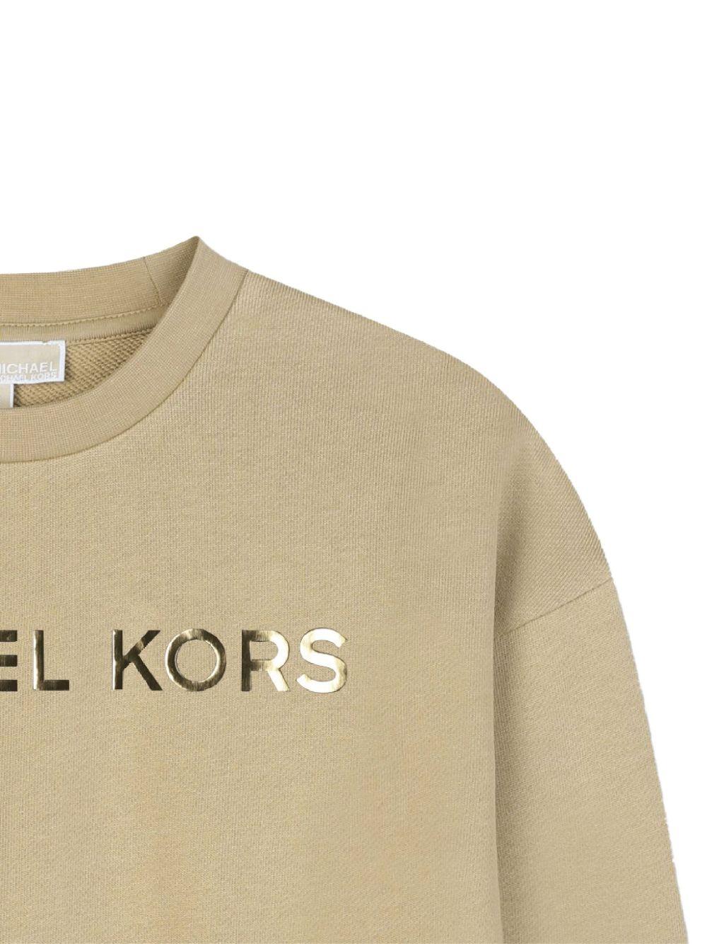 Felpa per bambina Michael Kors Kids beige con stampa logo R30469 23B MICHAEL KORS KIDS 