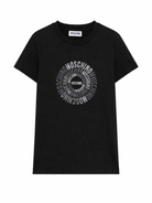 T-shirt per bambini Moschino Kids nera con logo a spirale sul davanti HXM058LAA02 60100 MOSCHINO KIDS 
