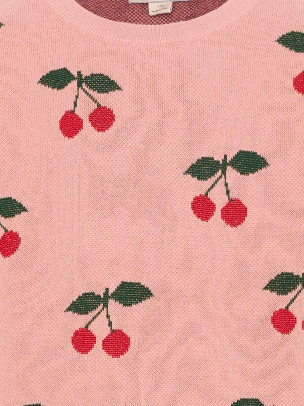 Maglione per bambina Konges Sløjd  rosa con ricamo ciliegie all-over KS104928 CHERRY KONGES SLOJD KIDS 