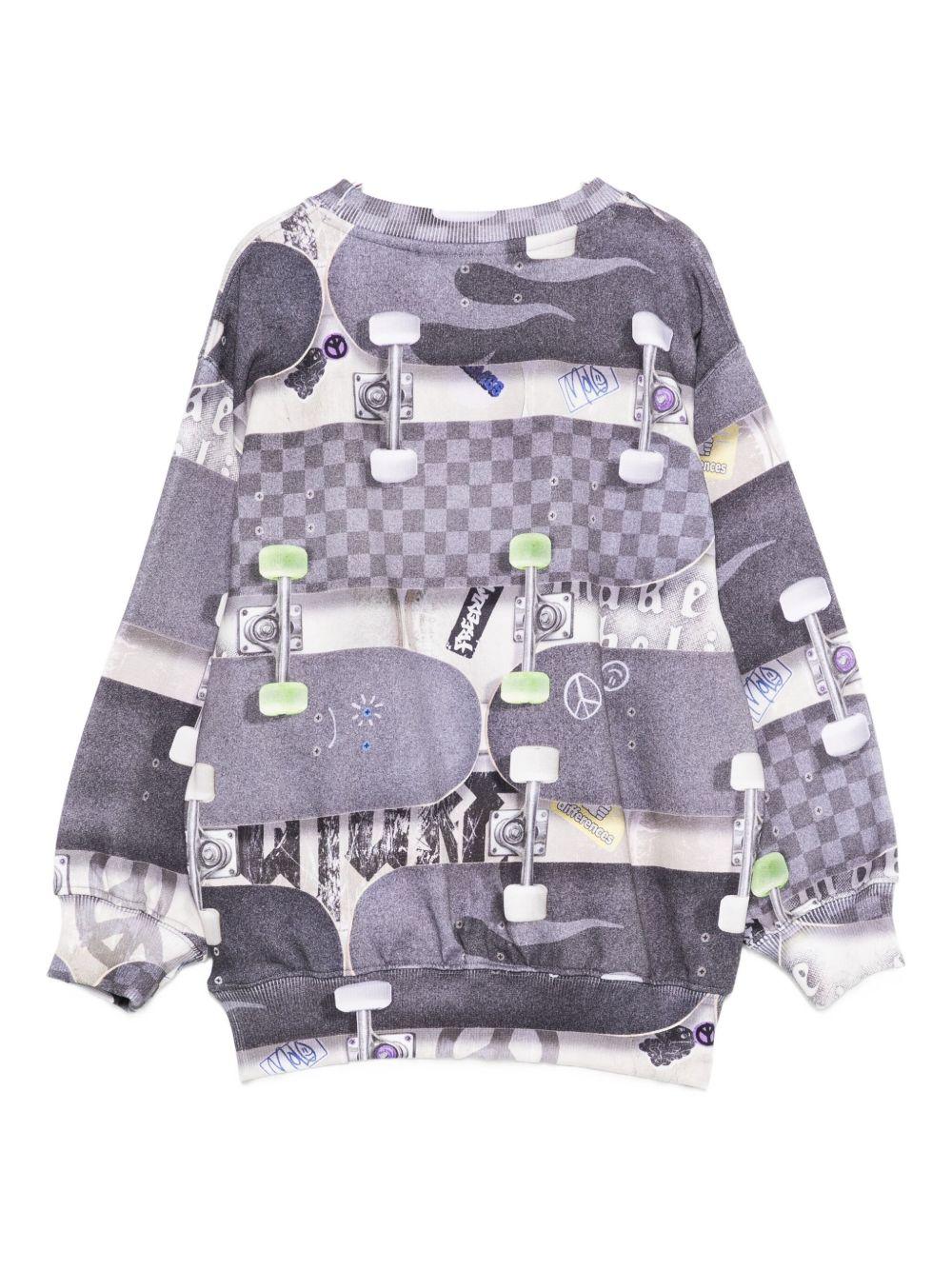 Felpa per bambino Molo grigio con stampa skateboard 1W25J201 9427 MOLO 