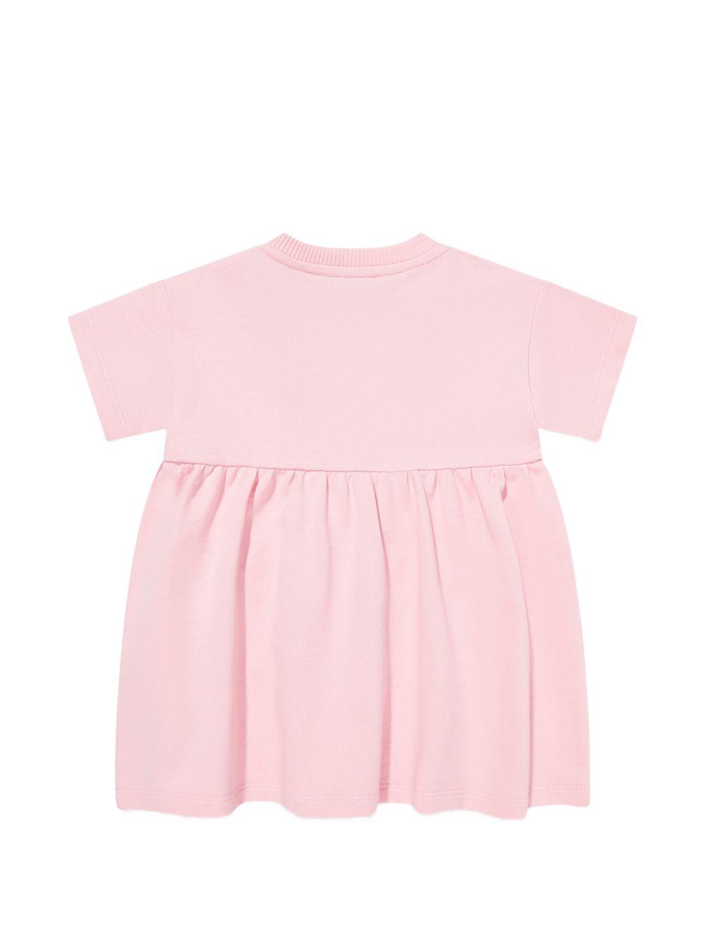 Abito per neonata Moschino Kids rosa con stampa Teddy Bear sul davanti MDV0DGLCA19 50209 MOSCHINO KIDS 