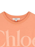 T-shirt per bambina Chloé Kids arancione con logo sul davanti C20859 43A CHLOE' KIDS 