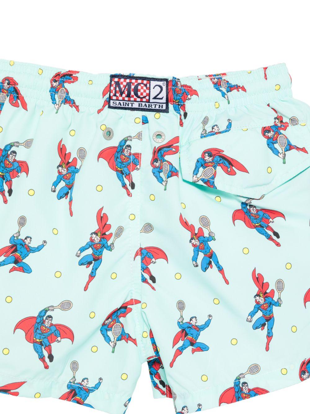 Costume da bagno per bambino MC2 Saint Barth Kids azzurro con stampa Superman JEA0004 03762L MC2 ST. BARTH KIDS 