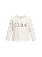 T-shirt per bambina Chloè Kids bianca con stampa logo sul davanti C21299 117 CHLOE' KIDS 