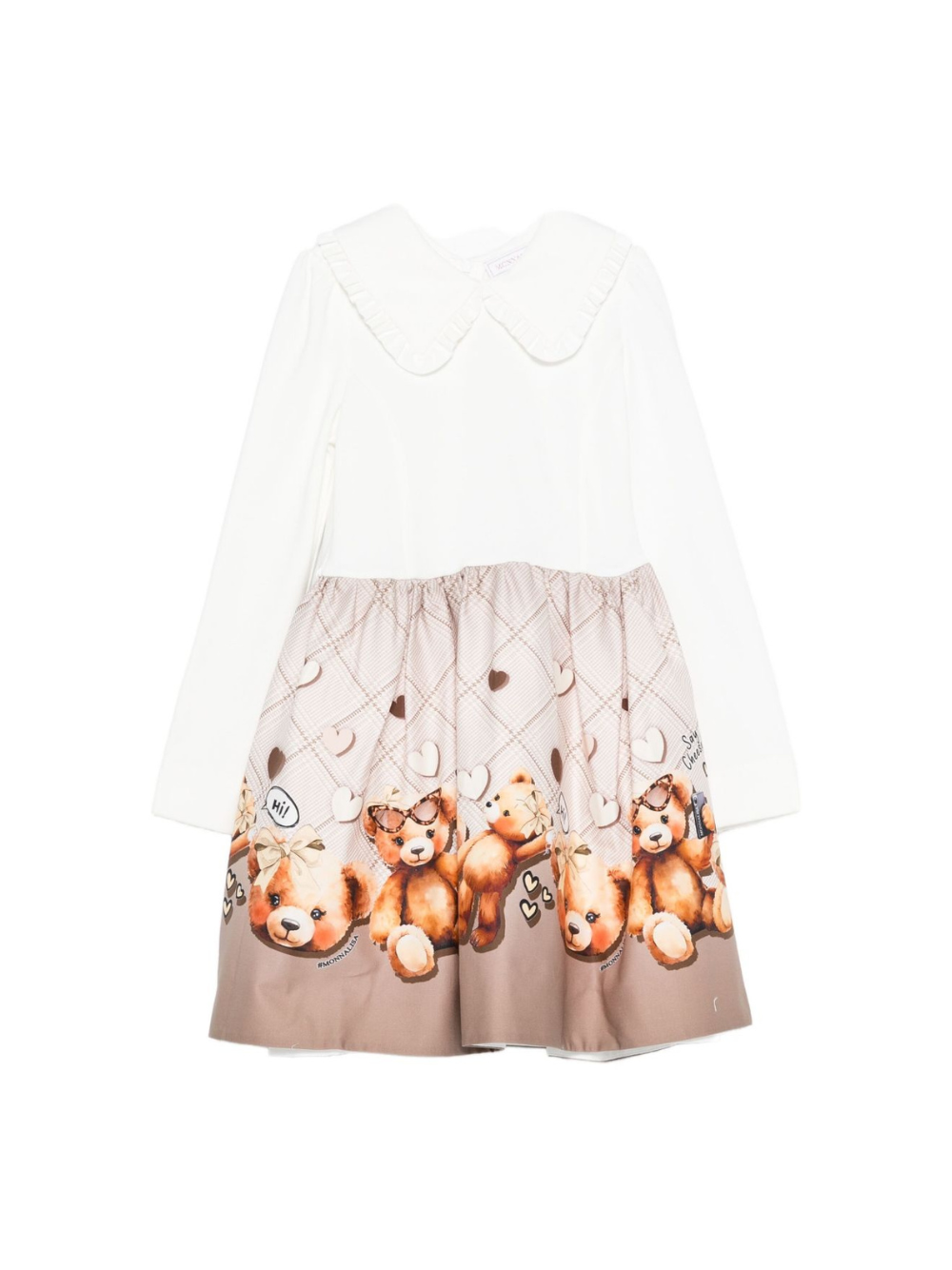 Abito per bambina Monnalisa beige con stampa orsetti 11F915 6603 0106 MONNALISA 