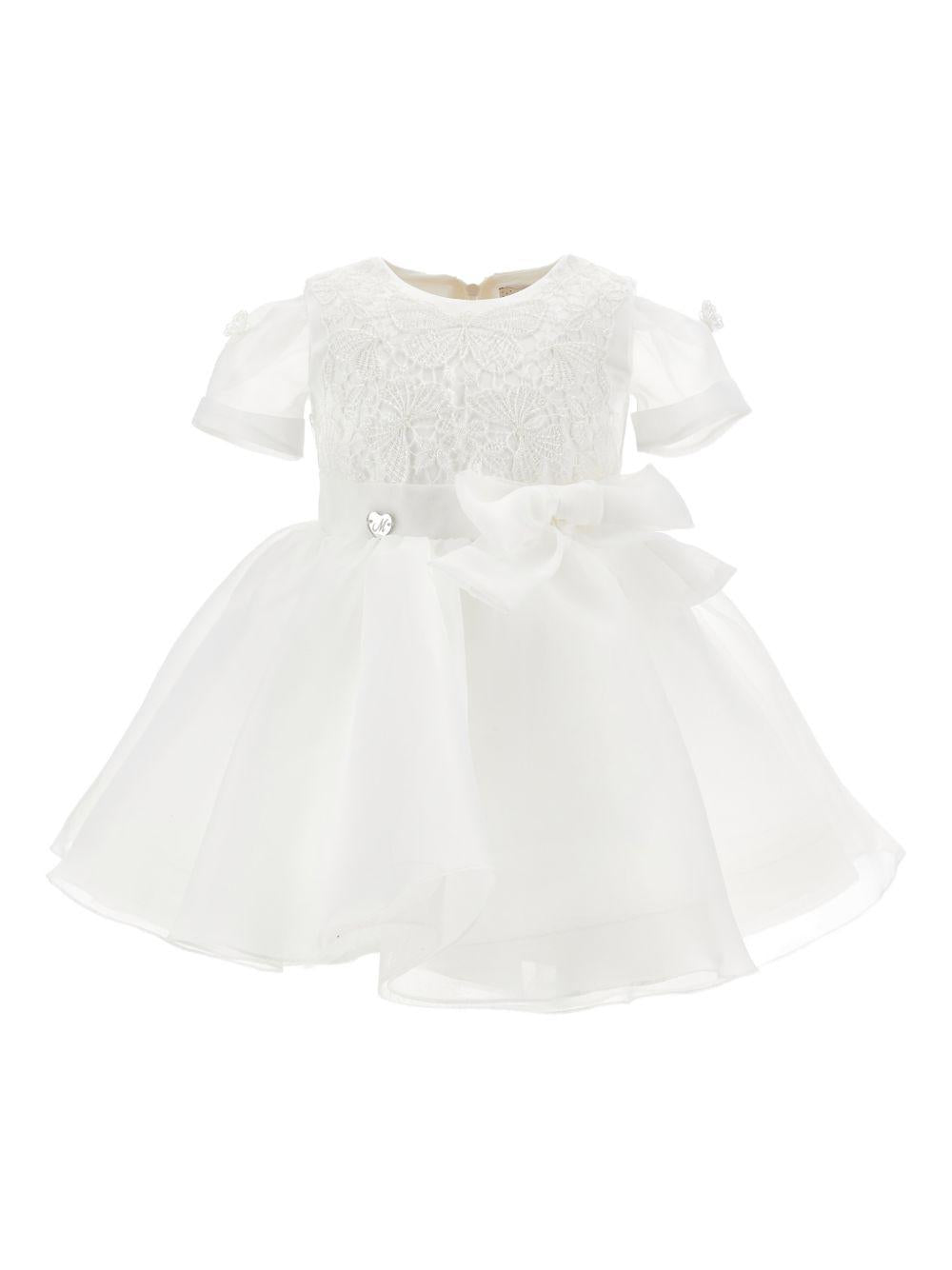 Abito per neonata Monnalisa bianco con dettaglio con fiocco 73G902 7112 0001 MONNALISA KIDS 