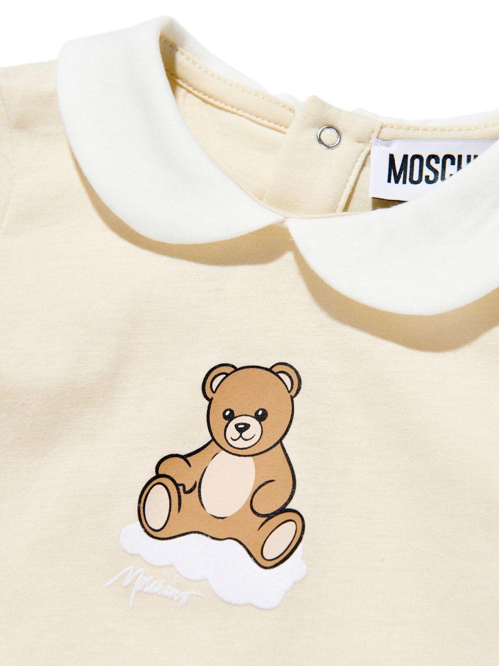 Tutina per neonati Moschino Kids beige con stampa Teddy Bear su nuvola MUT04NLAA03 20404 MOSCHINO KIDS 