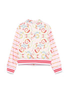 Giubbino per bambina Versace Kids rosa barocco flowers con orlo e polsini a coste 10181761A13000 2PR00 VERSACE KIDS 