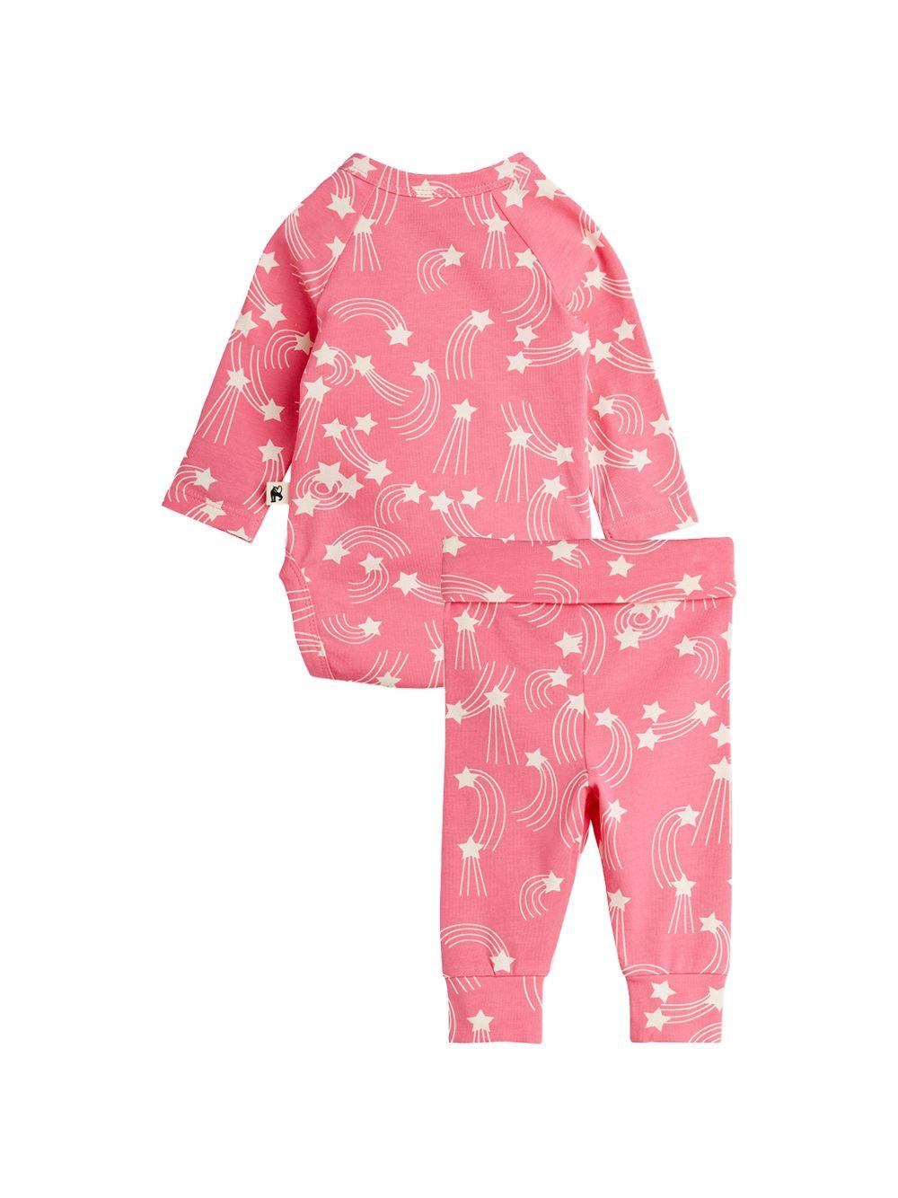 Set tutina e pantaloni per neonata Mini Rodini rosa con stampa a stelle all-over 26240104 PINK MINI RODINI KIDS 