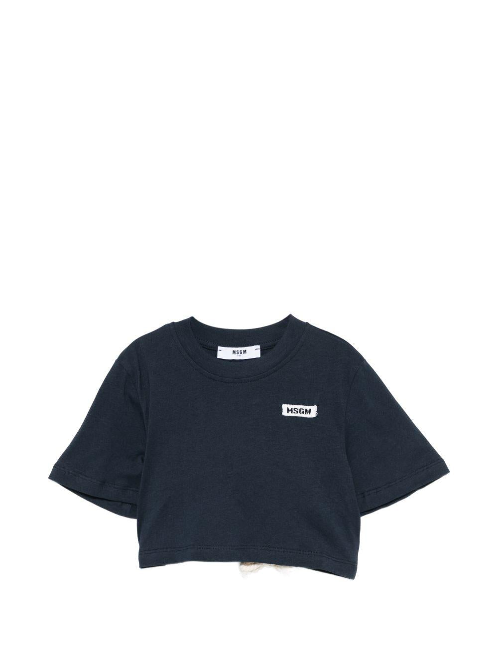 T-shirt per bambina MSGM Kids blu con apertura sulla schiena S6MSJGTH179 MS072 MSGM KIDS 