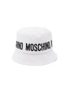 Cappello bucket per bambini Moschino Kids bianco con stampa logo HUY003LOA00 10101 MOSCHINO KIDS 