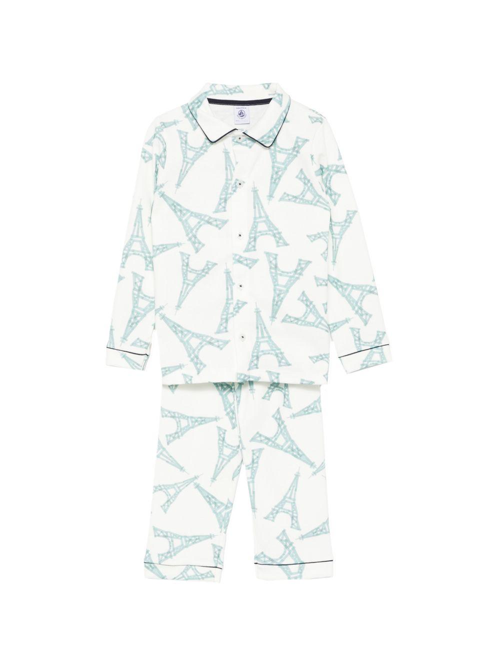 Pigiama per bambina Petit Bateau azzurro con stampa floreale A0F1H 02 PETIT BATEAU 