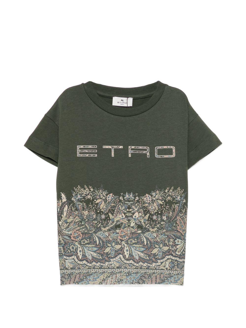T-shirt per bambino Etro Kids verde con stampa floreale GZ8A31 Z3672 70J ETRO KIDS 