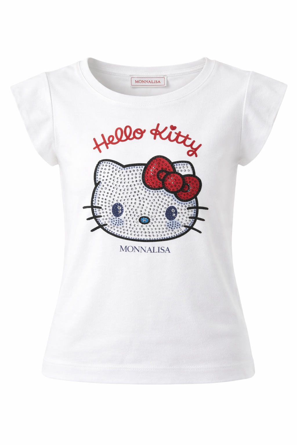 T-shirt per bambina Monnalisa x Hello Kitty bianca con stampa 19G617 7005 0099 MONNALISA KIDS 