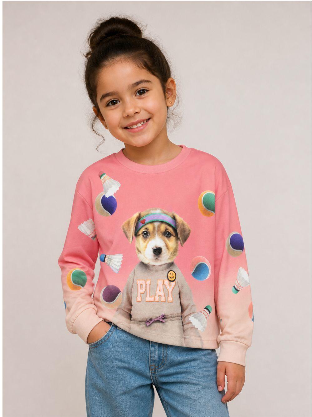 Felpa per bambina Molo Kids rosa con stampa grafica sul davanti 2W26A407 5798 MOLO KIDS 