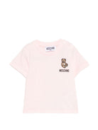 T-shirt per neonata Moschino Kids rosa con ricamo orsetto MUM04TLAA02 50209 MOSCHINO KIDS 