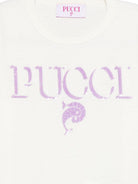 T-shirt per bambina Pucci Junior bianca con stampa logo PY8B71 Z3672 102LI EMILIO PUCCI KIDS 