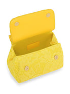 Borsa tote per bambina Dolce & Gabbana Kids gialla con placca logo sul davanti EB0003 AB011 80210 DOLCE & GABBANA KIDS 
