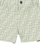 Shorts per neonato Fendi Kids verde con stampa monogramma FF all-over BMF266 AVW1 F1DS6 FENDI KIDS 