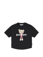 T-shirt per bambina Palm Angels Kids nera con stampa grafica PGAA001S26JER002 110 PALM ANGELS KIDS 