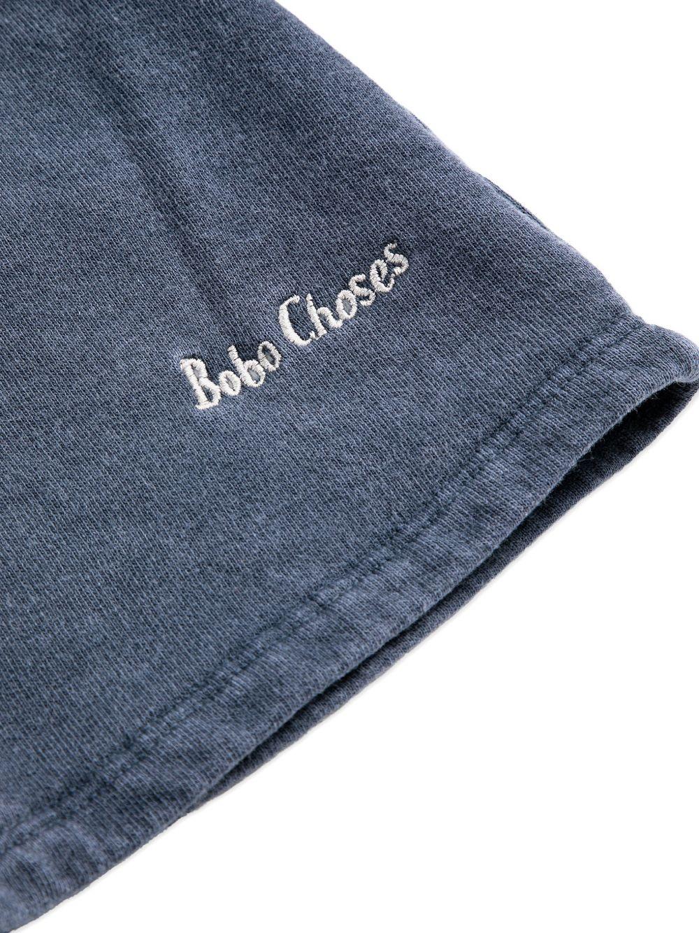 Shorts per bambino Bobo Choses blu con logo ricamato sul davanti B126AC059 411 BOBO CHOSES KIDS 