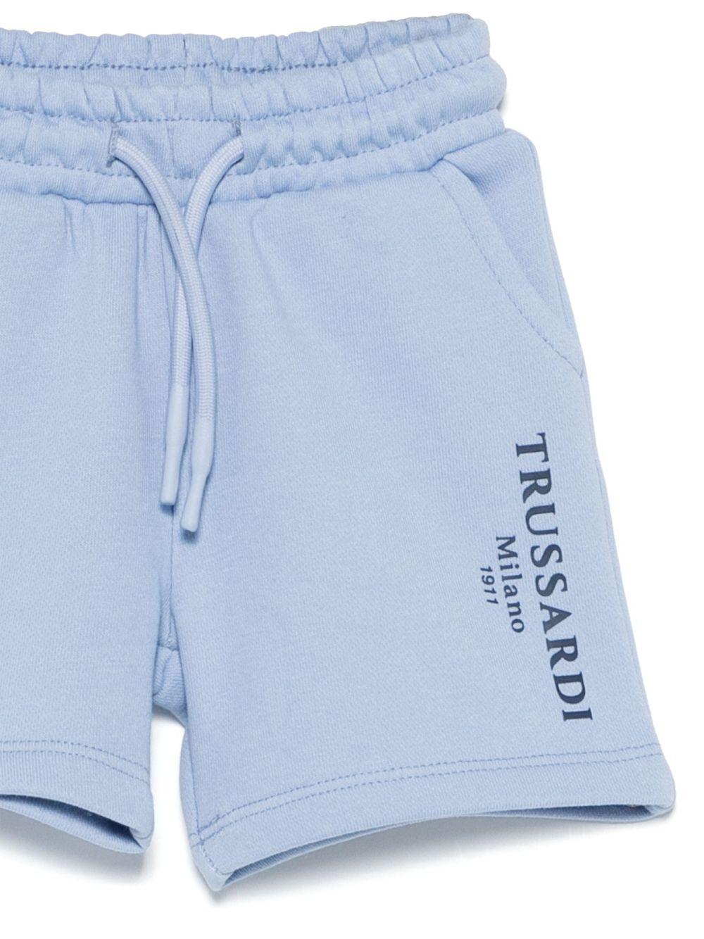 Shorts sportivi per neonato TRUSSARDI JUNIOR azzurro con logo TIP25016BE AZURE DUST TRUSSARDI JUNIOR 