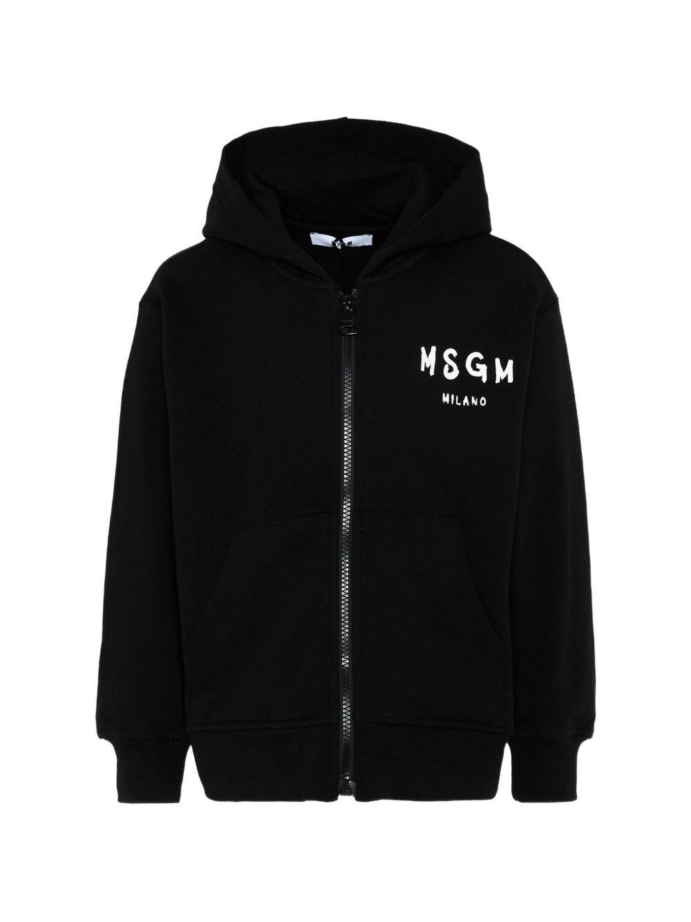 Felpa per bambino MSGM Kids nera con cappuccio S6MSJUZH065 110 MSGM KIDS 