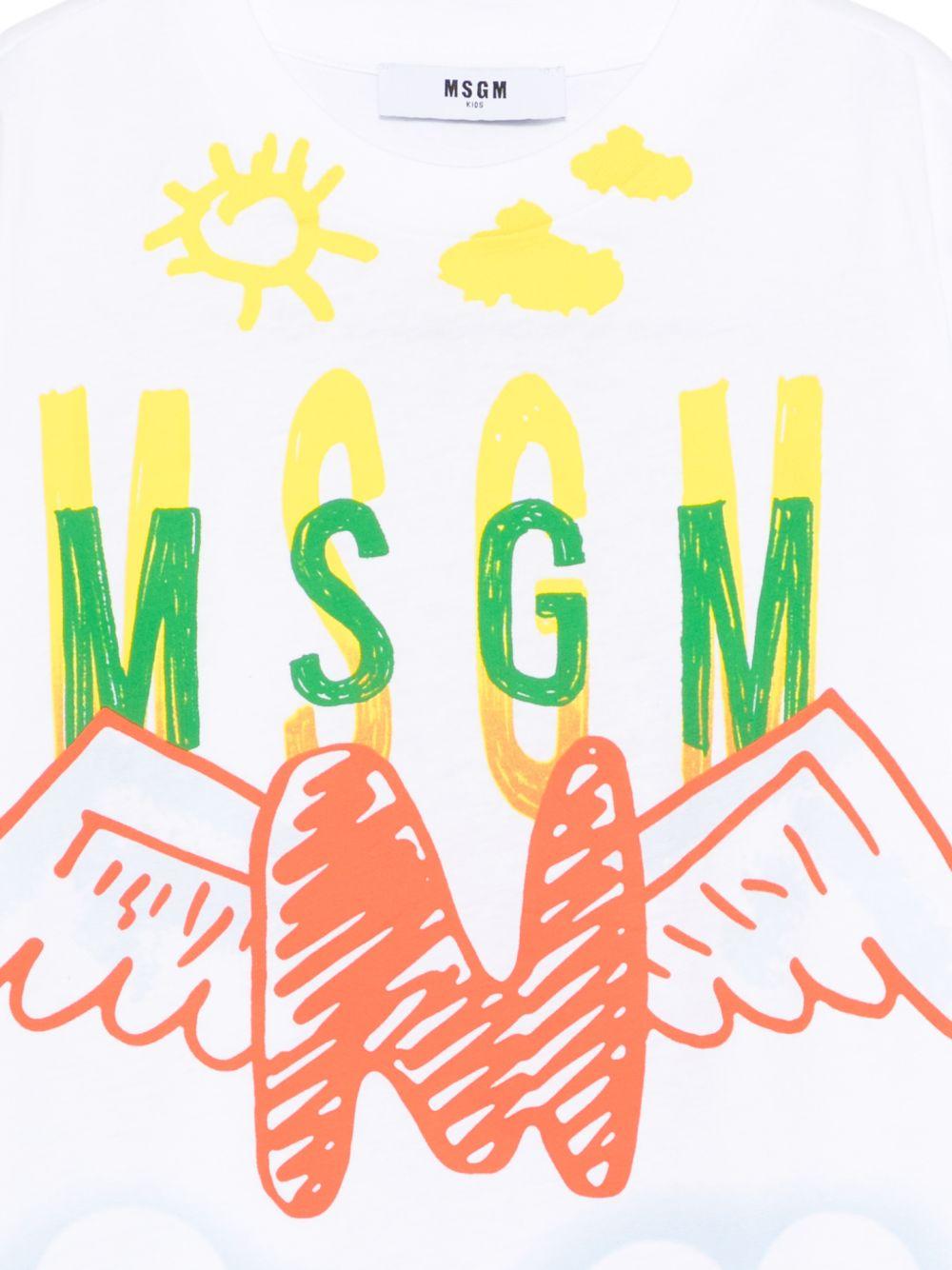 T-shirt per bambino MSGM Kids bianca con stampa grafica S6MSJBTH233 001 MSGM KIDS 