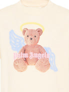 T-shirt per bambina Palm Angels Kids beige con stampa Teddy sul davanti PGAA002S26JER001 002 PALM ANGELS KIDS 