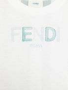 T-shirt per bambino Fendi Kids bianco con stampa a righe sul retro JUI182 AS67 F1R0V FENDI KIDS 