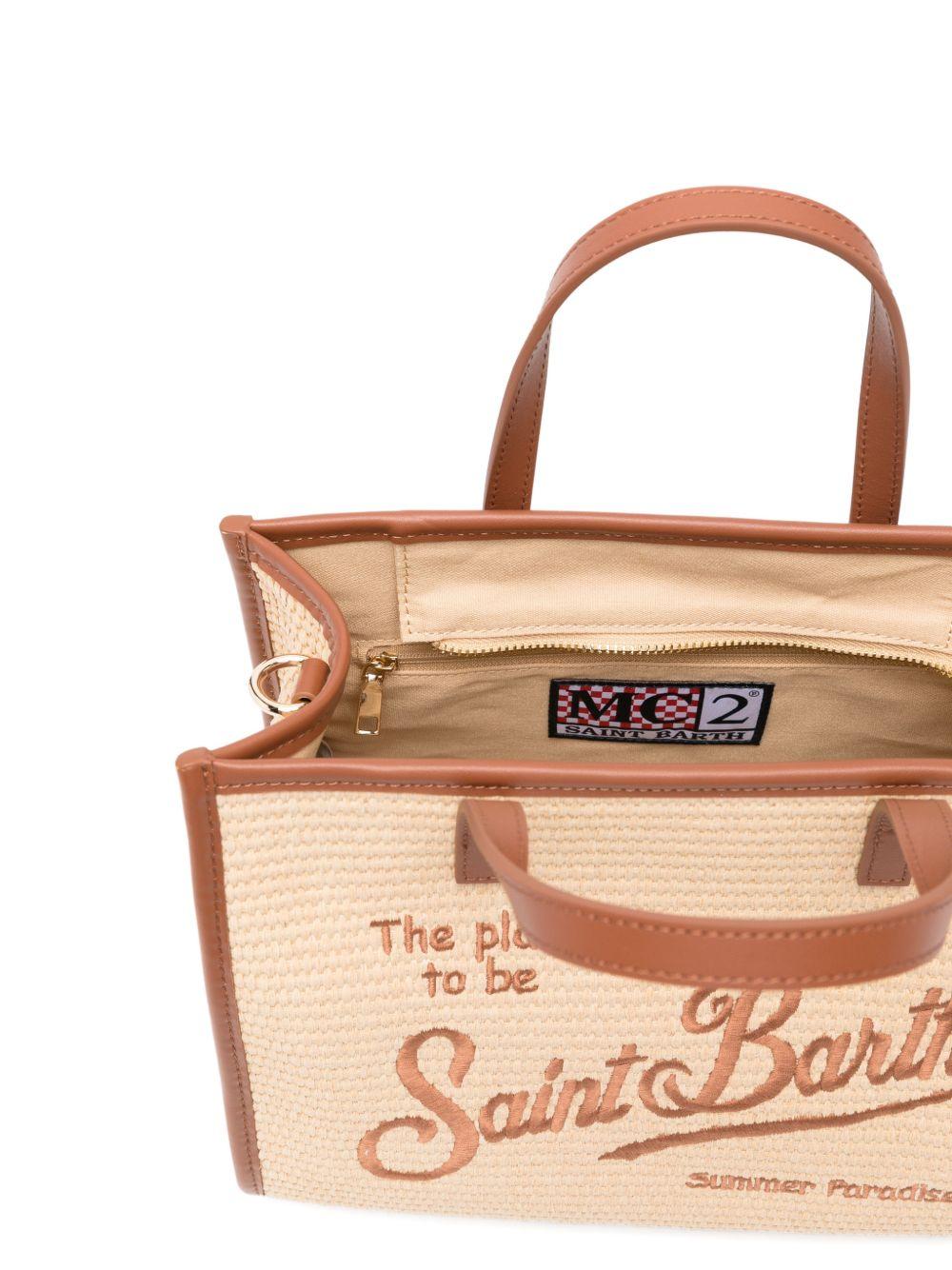 Borsa Vivian MC2 Saint Barth beige con logo ricamato sul davanti VVID001 00368L MC2 ST. BARTH KIDS 