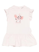 Abito per neonata Moncler Kids rosa con stampa grafica sul davanti L19518I0000289AUM 503 MONCLER KIDS 
