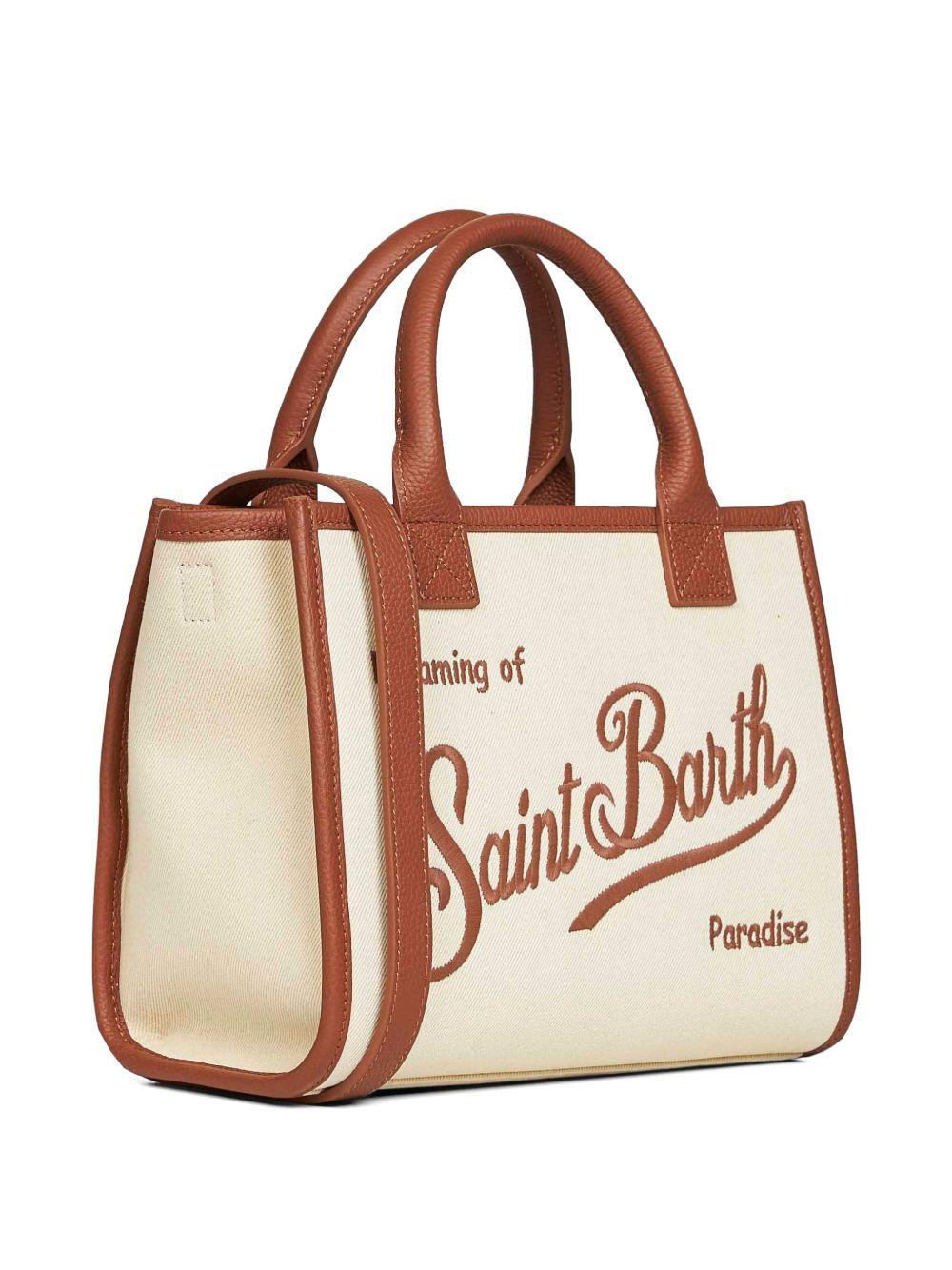 Borsa Vanity Midi Denim MC2 Saint Barth beige chiaro con logo ricamato VANMD001 01517L MC2 ST. BARTH 