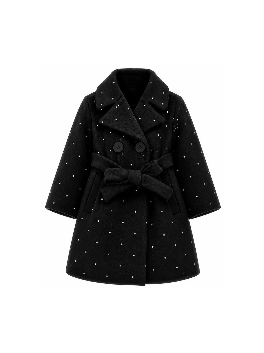 Cappotto per bambina Monnalisa Kids nero con decorazione con strass 17H111 8036 0050 MONNALISA KIDS 