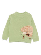 Maglione per neonati Il Gufo verde con applicazione riccio sul fianco A25GMA0021EM220 517 IL GUFO 