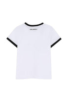 T-shirt per bambina Karl Lagerfeld Kids bianca con logo sul davanti Z31154 10P KARL LAGERFELD KIDS 
