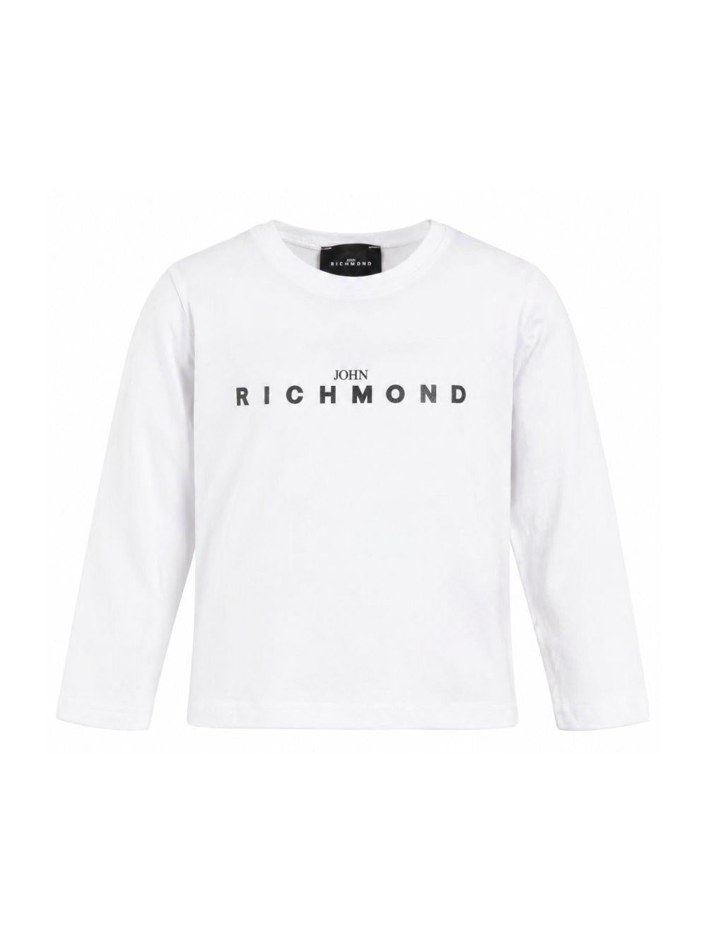 T-shirt per bambino John Richmond Junior bianca con logo sul davanti RBP26021TS WHITE JOHN RICHMOND KIDS 